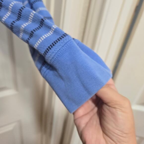 Tommy Hilfiger Men’s Large Blue Striped Rugby Polo Long Sleeve Shirt - Picture 7 of 8